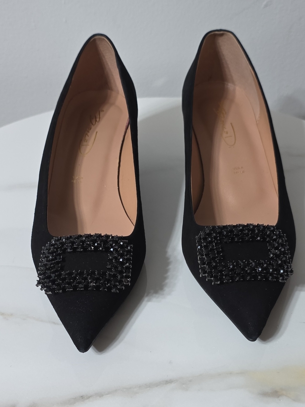Black Pointed Toe Embellished Women's Pumps